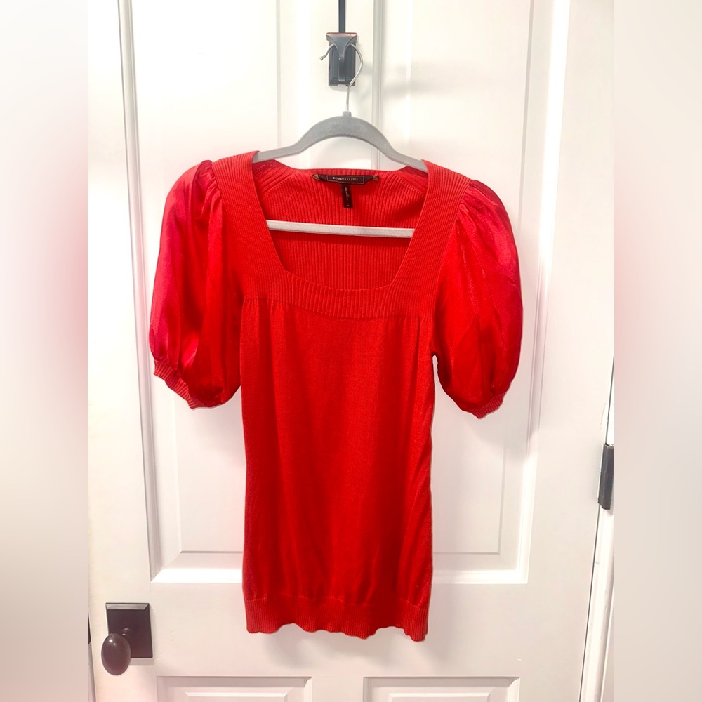 ❤️ BCBG Max Aria Red Puff Sleeve Top Size S